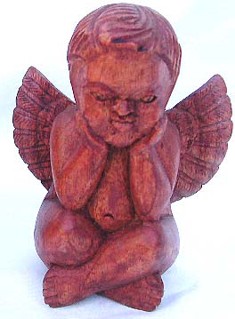 Cupid wooden sculpture, love gift, carved figures, Indonesian artisan craft, Valentines novelties, art decoration, home fashion