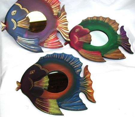 Ocean life decor, decorative mirror, artist designed carvings, wall accessories, balinese wood art, painted furnishing 