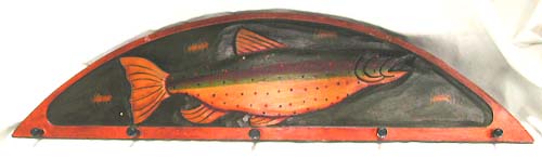Indonesian garment hooks, fish lovers wall decor, interior designs, clothing fixtures, exotic carvings, hand painted coat hanger 
