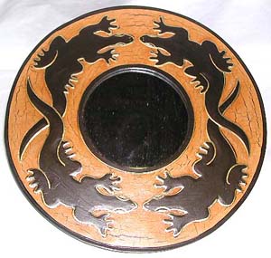Gecko designed ornament, home furnishing, balinese wood carving, handcrafted mirror, interior accessory 
