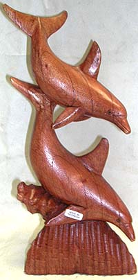 Garden wood statue, dolphin lovers figurine, decorative sculpture, Bali interior decor, wooden collectible, trendy home designs