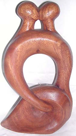 Handmade gift decor, decorative bali art, handicraft, wood kiss sculpture, abstract carvings, sculpted designs 