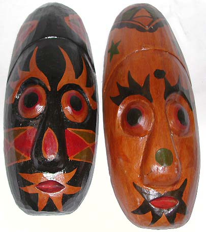 Glossy paint decor, Illustrated masks, wall accessory, bali novelties, wood carvings, tribal art, handicrafts 