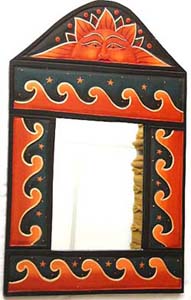 Beach theme decor, carved wave design, indonesian mirrors, bali wall art, crafted vanity frames, artisan handicraft 