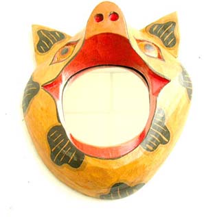 Wild animal designed mirror frame, indonesian paintings, primitive carvings, unique handmade gifts, interior design 