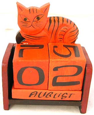 Indonesian wooden craft, home calendar, reusable calendars, artisan event planner, animal decorated novelties