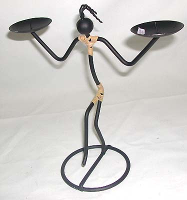 Beeswax candle holders, crafted pillar candle container, metal sculpture, Bali novelty art, interior design