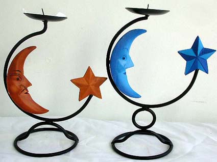 Celestial wrought iron decor, artist inspired crafts, home art, interior designs, batik candle holder, taper stand