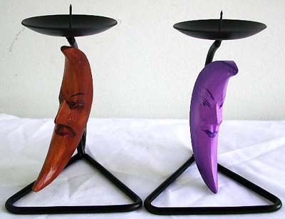 Batik decorations, abstract decor, wrought iron holders, candle stand, indonesian crafts, sculpted handicraft
