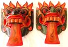 Indonesian masks, wood illustration, folk art decor, home furnishing, carved mask, painted handicraft, handmade wall accessories