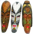 Tribal designed masks, wooden art, ethnic decor, painted wall acccessory, aboriginal crafts