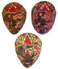 Batik style masks, handmade tribal art, aboriginal illustrations, wooden carving, artisan mask, bali handicrafts